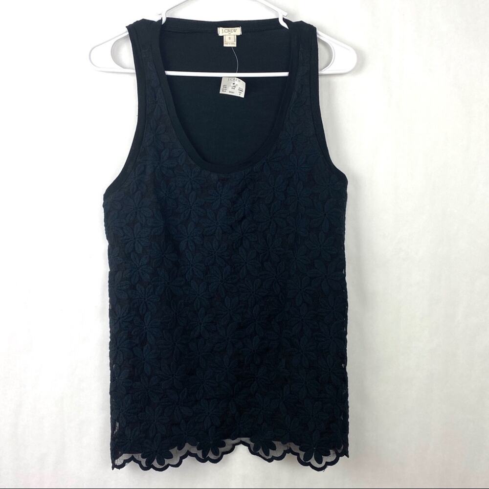 NWT J. Crew Flower Lace Sleeveless Size Small Top Black